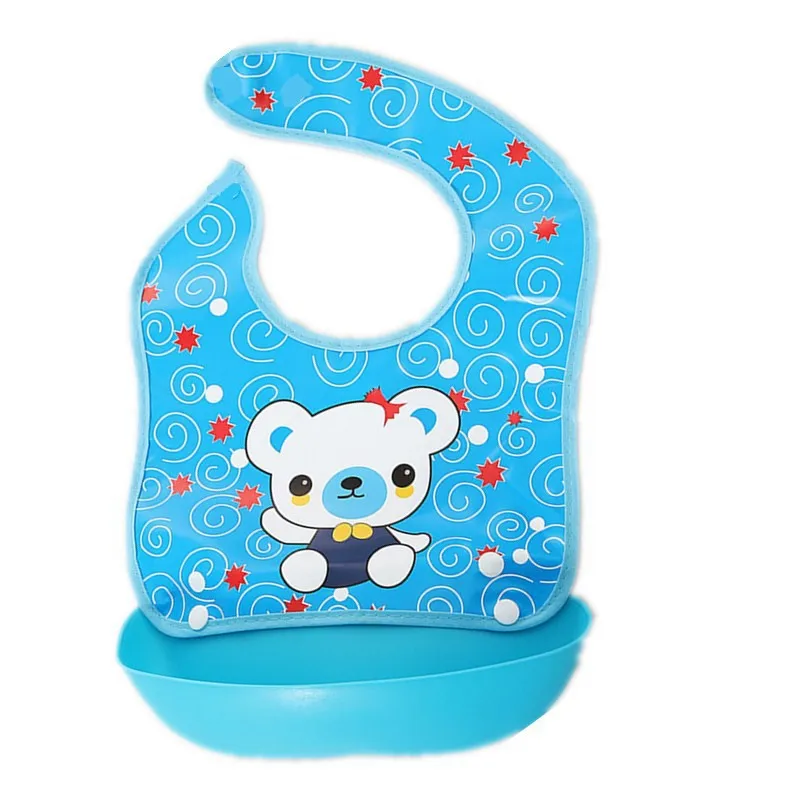 Security Cartoon Print Baby Bibs Boys Girls Bib Waterproof Soft Silicone Kids Burp Cloth Children Bib Feeding Bib with Pocket baby essential 