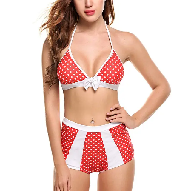 US $14.99 Woman Bikini Set Halter Swimsuit Sexy Bathing Suit Push-up Biquini High Waist 2020 Women Swimwear