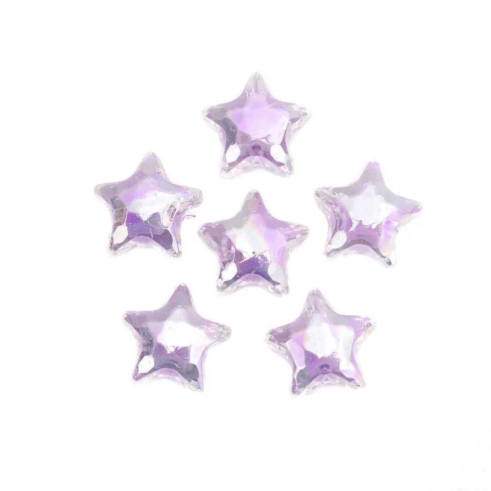 Doreenbeads Новинка 50 шт./лот акриловые бусины конфеты пентаграмма Звезда Форма Радуга AB цвет свободные разделители бусины для самостоятельного изготовления ювелирных изделий - Цвет: Purple Star