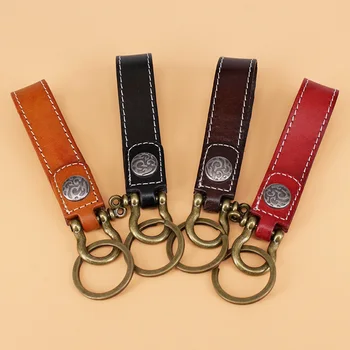 

genuine leather car key chain cowhide men women belt metal key chain simple small personalized car key chain