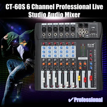 

Professional 6 Channels Sound Card Mixing Console Digital Audio Mixer MP3 USB Input + 48V Phantom Power for Music Recording