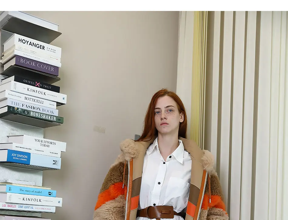 long puffer jacket Woman Real Leather Fur Long Zipper Hood Jacket Genuine Sheepskin Fur Stripe Glengarry Double Faced Fur Warm Coat Shearling Overc warmest winter coats for women