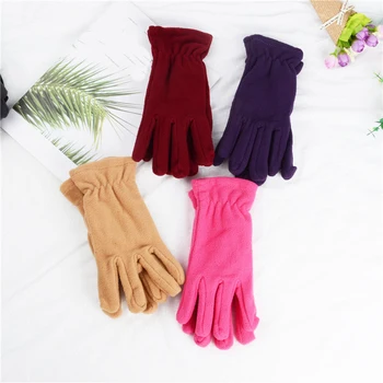 

Fashion Elegant Female Velvet Wool Solid Color Gloves Winter Warm Ladies Full Finger Thick Soft Outdoor Riding Gloves Wholesale