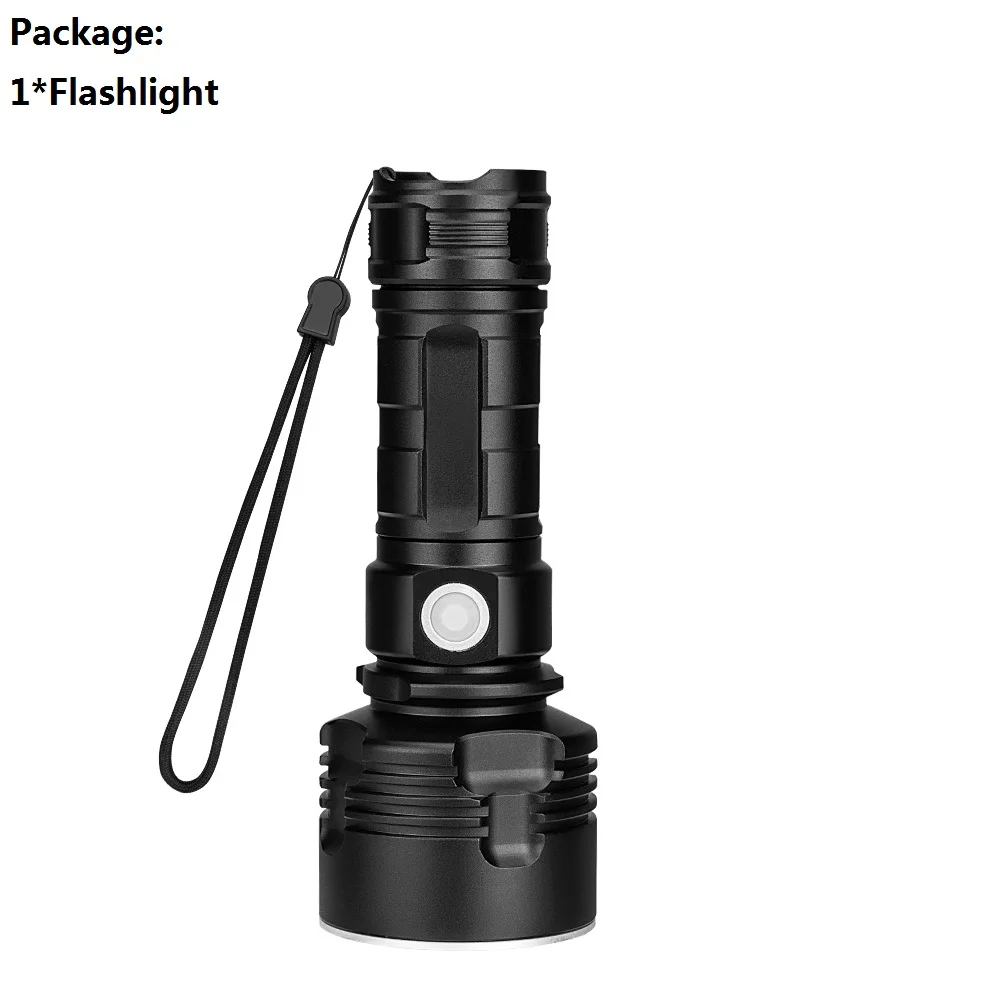 LED Flashlight Aluminum Torch L2 Waterproof Light USB Rechargeable 26650 Working Light Portable Lantern With Lanyard For Fishing - Испускаемый цвет: Without Battery