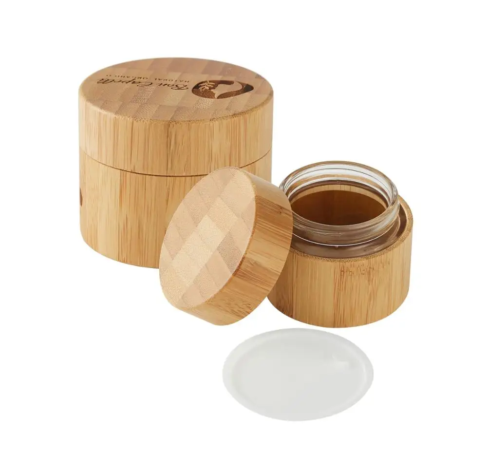 5pcs wholesale customized wooden cream jar for cosmetic jars recycled with bamboo pots and caps packing 30g 50g Bamboo Top