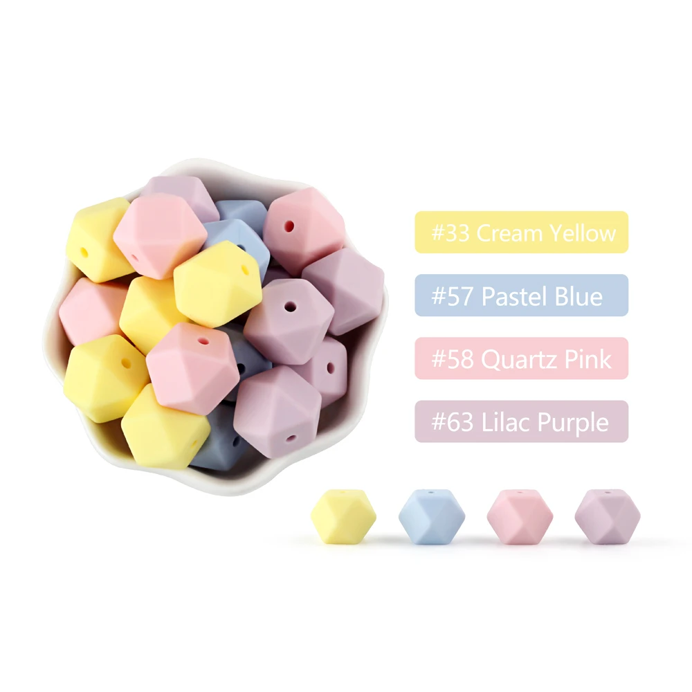 20Pcs Siliocne Lentil Beads 12MM Round Beads 14MM Hexagon Baby Teething Beads BPA Free DIY Pacifier Chain Necklace Accessory 4