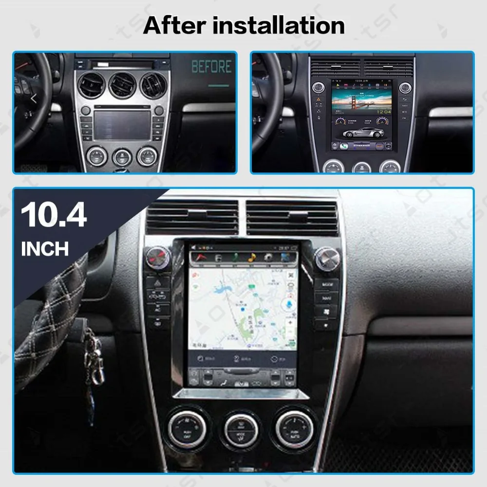 AOTSR 10,4 дюймов Android 8,1 стиль Tesla HD экран Автомобильный gps навигатор для Mazda 6 2002-2008 головное устройство мультимедийный плеер wifi