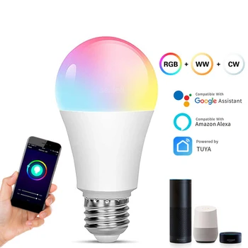 

E27 RGB LED Bulb 9W 10W Smart Light Bulb Color Changing Wifi Hue Light Alexa Compatible Tuya Smart Life APP Control