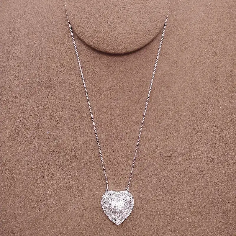 

Fashion women Jewellery,LUXURY AAA cubic zirconia white stones sweet big love heart Pendant necklace,N1252