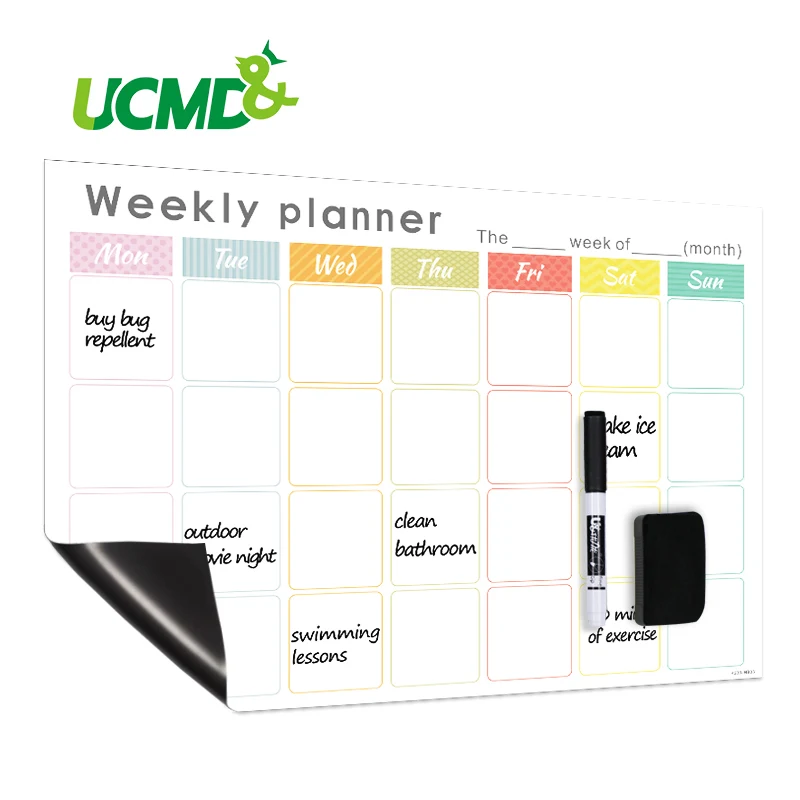 

Magnetic Erasable Calendar for Fridge Writing Daily Weekly Monthly Planner Organizer Message Boards Fridge Magnets Notes 42x30cm