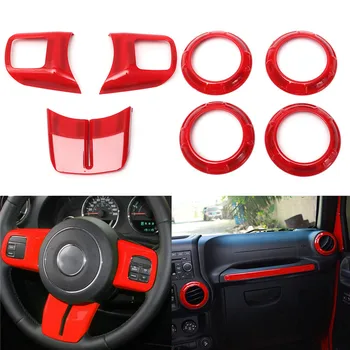 

Inner Decoration Trim Cover Red Plastic For Jeep Wrangler JK 2011-2017