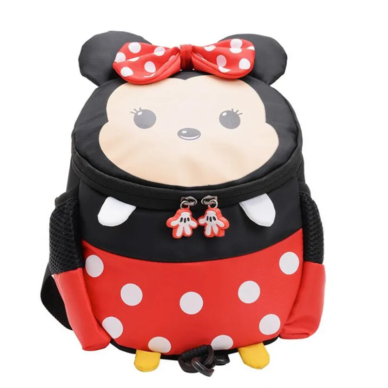 

Disney Mickey Mouse Minnie Fashion Backpack Boy And Girl Anti-lost Rope Kindergarten Schoolbag Children Birthday Gifts 2-6 Years