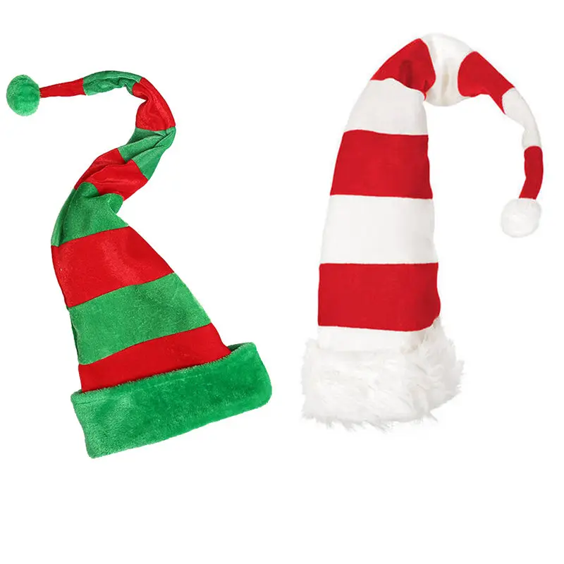 Funny Party Hats Christmas Hat Long Striped Felt Plush Elf Cap Holiday Theme Hats Christmas Party Accessory