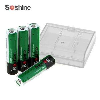 

4pcs/pack Soshine Ni-MH AAA Battery 1100mAh 3A Batteries Rechargeable Bateria +Portable Battery Storage Holder Case Box