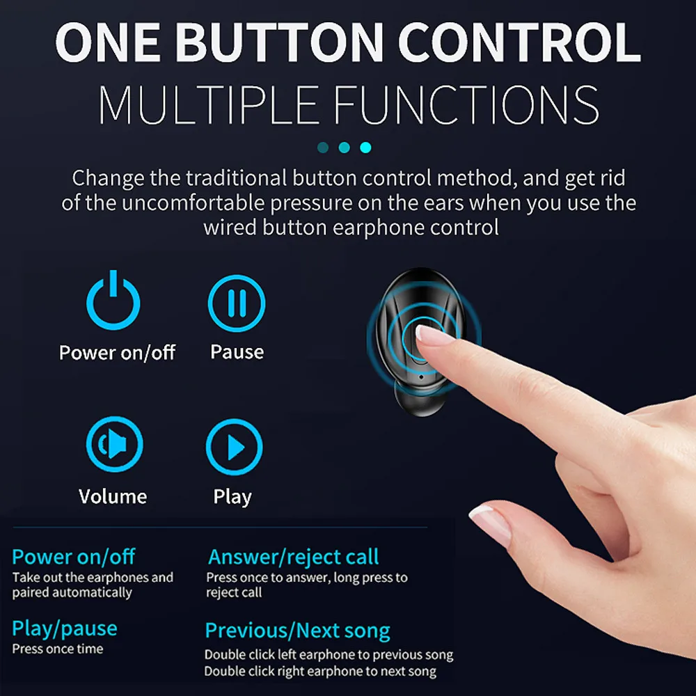 TWS 5.0 Bluetooth earbuds 9D Stereo Earphone Wireless Earphones Waterproof Earphones Sport Handsfree headphone XG13  iphone