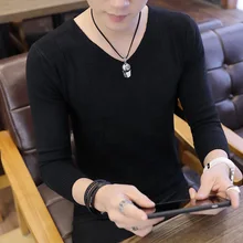 Повседневный мужской свитер, зимний белый тонкий розовый и черный мужской свитер с длинными рукавами, серый мужской свитер с v-образным вырезом