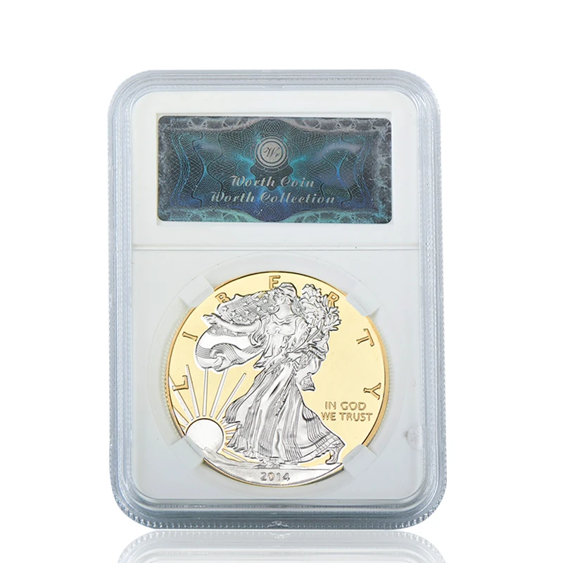 coin 5 with case WR США Статуя Свободы позолоченные Коллекционные монеты набор с держателем для монет серебро монета персонализированный подарок дропшиппинг - Цвет: coin 5 with case