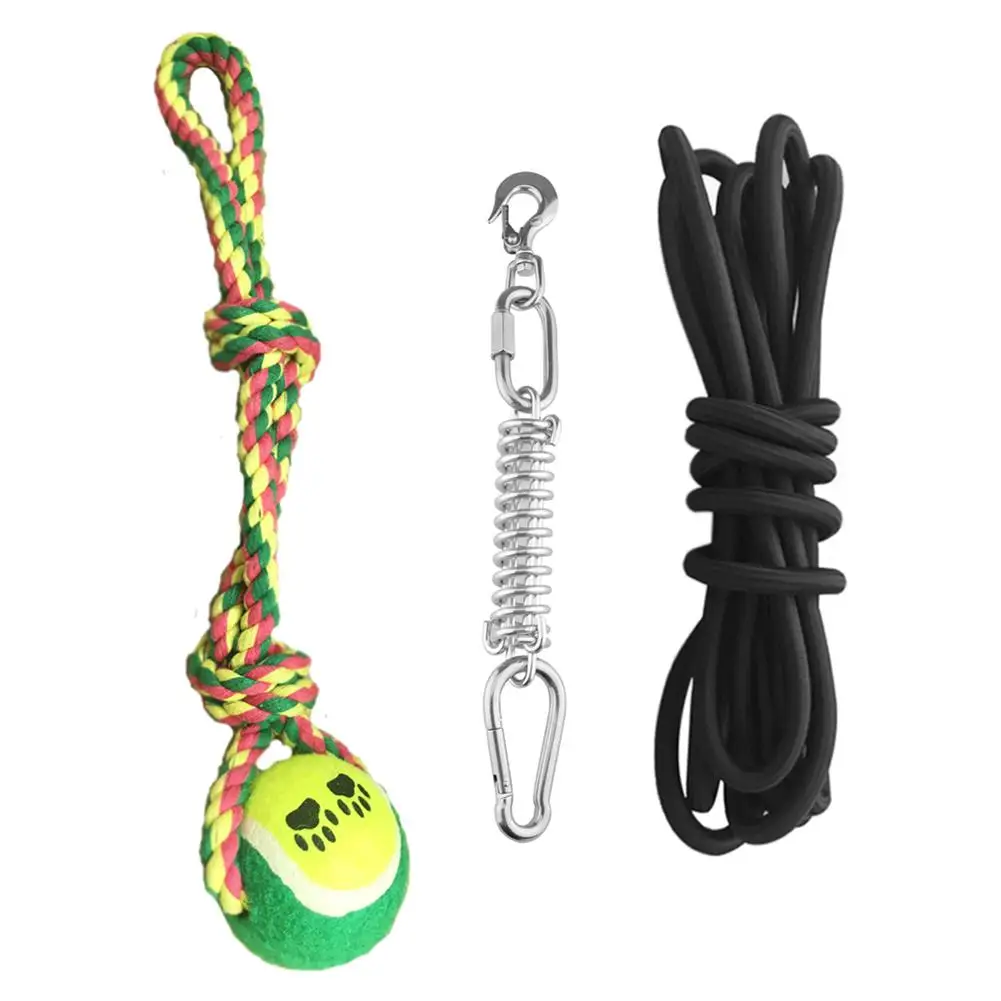 

Powerful Dog Rope Toy Ball Stainless Steel Spring Pole Bungee Dog Rope Toy Ball 5M Black Rope For Outdoor Exercise Teeth Clean