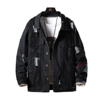 

Solid Casual Slim Mens Denim Jacket Bomber Trendy Jacket Men High Quality Cowboy Men's Jean Jacket