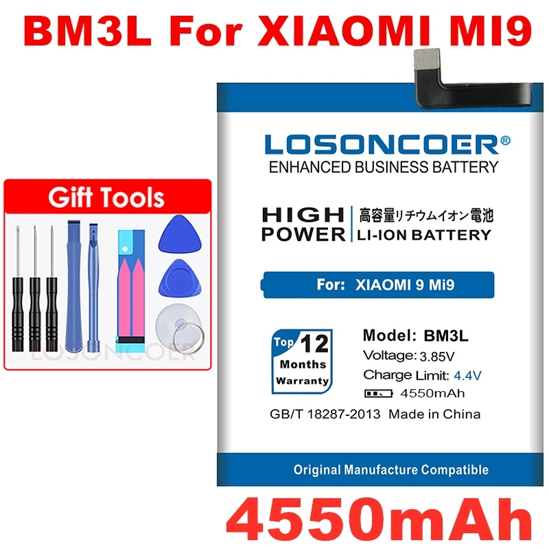 LOSONCOER 4550mAh BM3L запасная литий-ионная аккумуляторная батарея для телефона Xiao mi 9 mi 9 M9 mi 9+ быстрое поступление+ Бесплатный набор инструментов