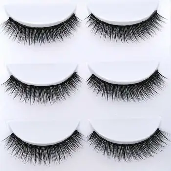 

3D Mink Fur False Eyelashes 3d-a106 Natural Cross Short Eyelash 3-Pairs Makeup Beauty Extension Tool