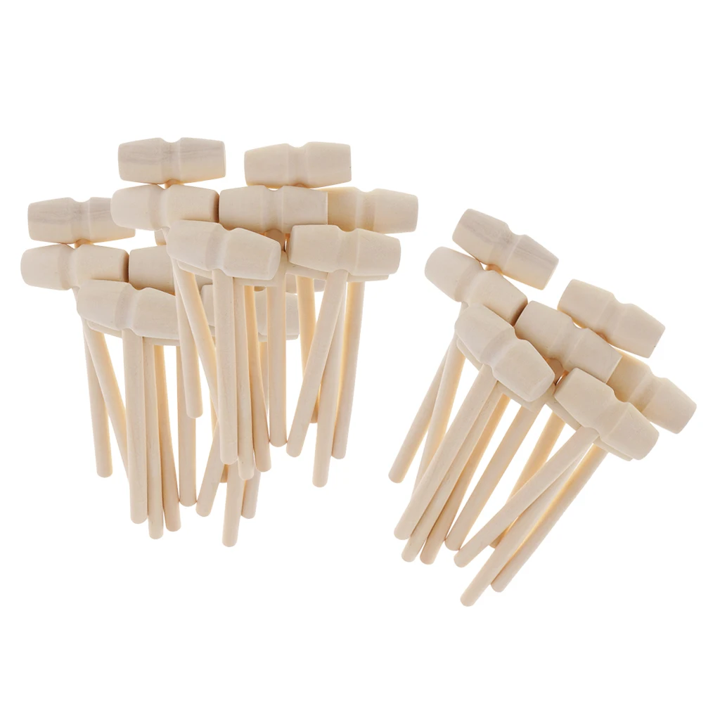 30Pcs Seafood Lobster Crab Mallets Natural Wooden Hammer Kids Toys Craft Small Wooden Hammer for DIY Leather Craft Projects