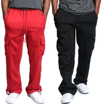 

Men Cargo Pockets Sweat Pants Casual Loose Trousers Solid Color Soft for Sports NYZ Shop