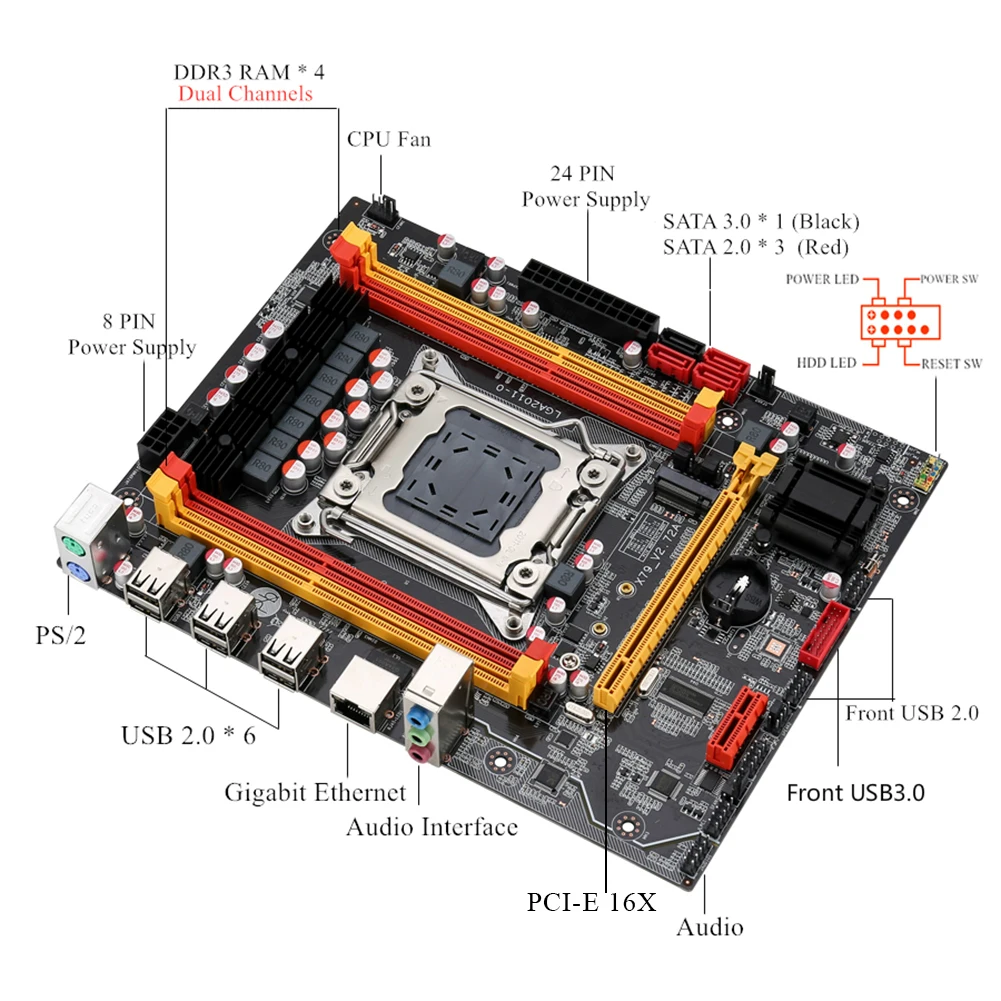 Материнская плата X79 LGA 2011 разъем чип DDR3 память SATA III PCI E NVME M.2 ECC REG для процессора