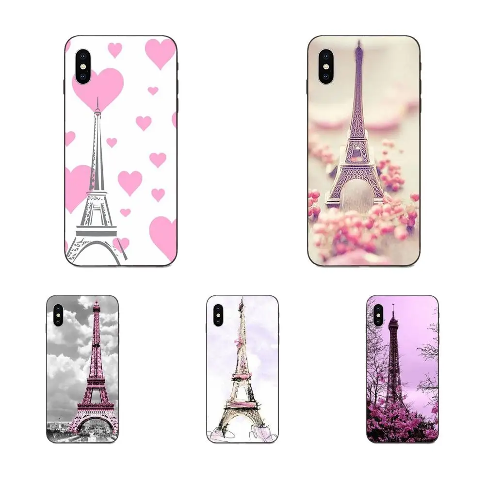 Эйфелева башня с розовыми лепестками для Apple iPhone 4 4S 5 5S SE 6 6S 7 8 11 Plus X XS Max XR Pro мягкий