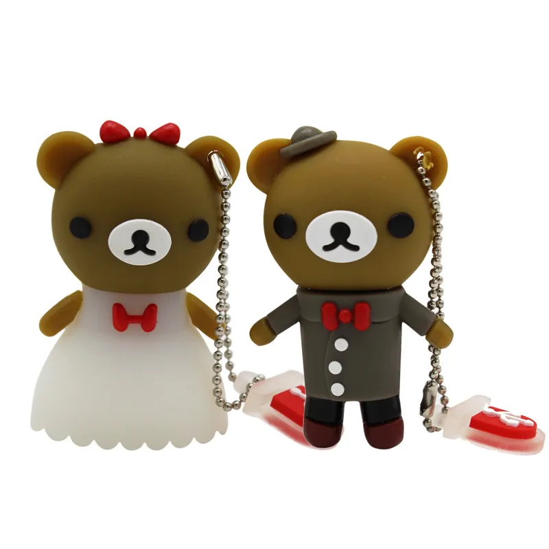 

TEXT ME Cartoon 64GB lovely Wedding Bear USB Flash Drive 4GB 8GB 16GB 32GB Pendrive USB 2.0 Usb stick