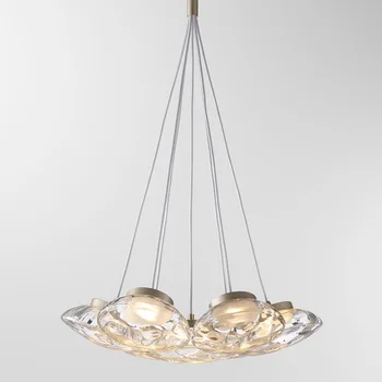 

Postmodern glass shade pendant lighting Minimalist art Hanging Lamp living room Bedside multi-head Nordic Suspension Chandelier