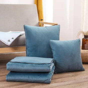 

Cushion Blanket Plush Soft Quilt 2 in 1 Sofa Throw Pillow Office Nap Children Car Travel Portable Flannel Towel Blanket Foldable