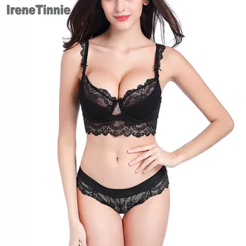 

Irene Tinnie New Fashion Brassiere Deep V Push Up Bra Set Thick Cotton A B C D Cup Women Bras Lingerie Set Lace Sexy Underwear