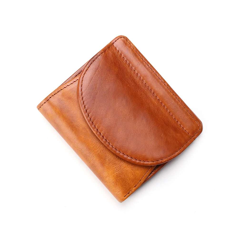 JOYIR Женский мини-кошелек из натуральной кожи, женский маленький держатель для карт, короткие кошельки с отделением для монет для девочек, сумка для денег Cartera - Цвет: Brown