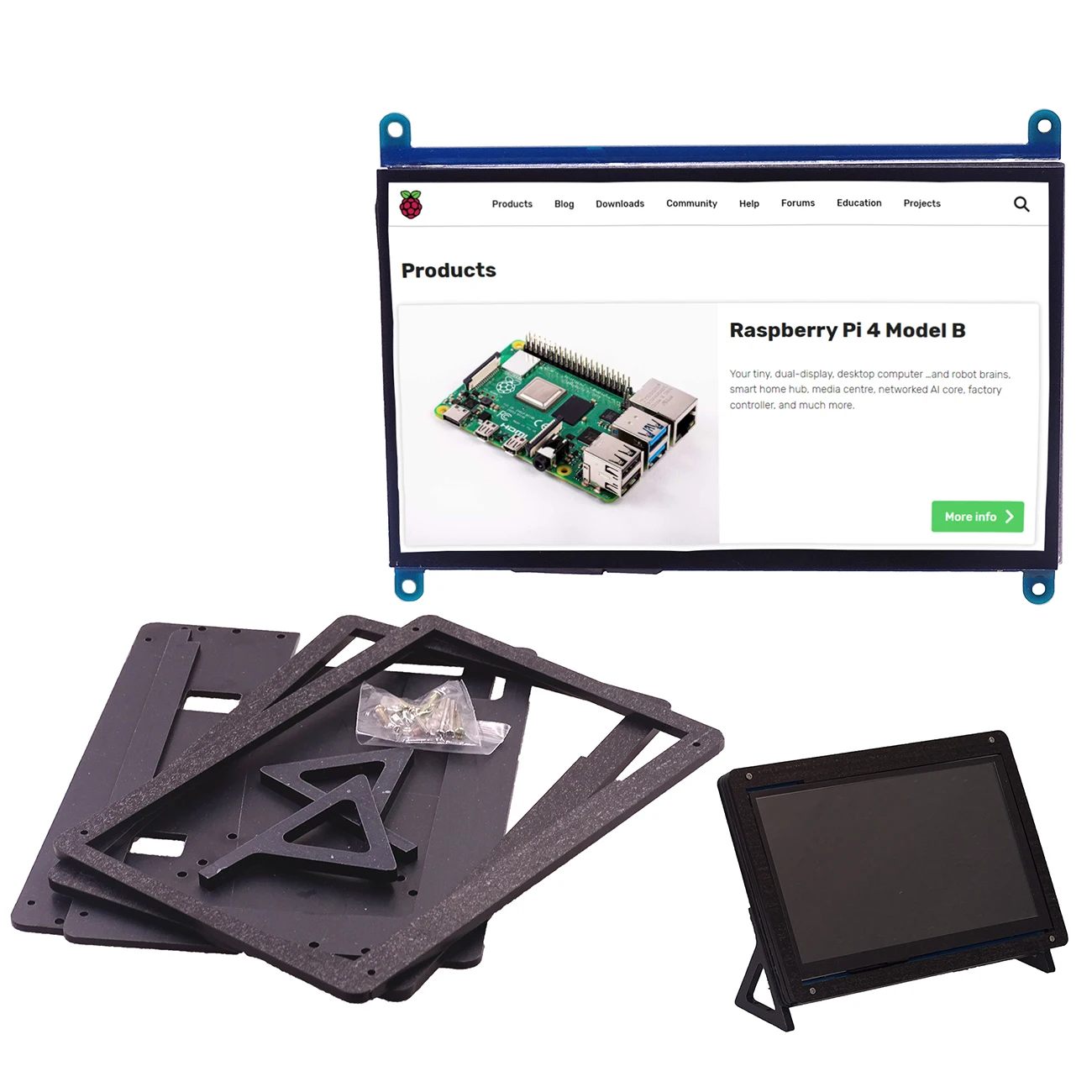 7 inch Raspberry Pi 3 Model B+ LCD Display Touch Screen LCD 1024*600 HDMI TFT Monitor+ Holder Case for Raspberry Pi 3 - Цвет: Display and housing