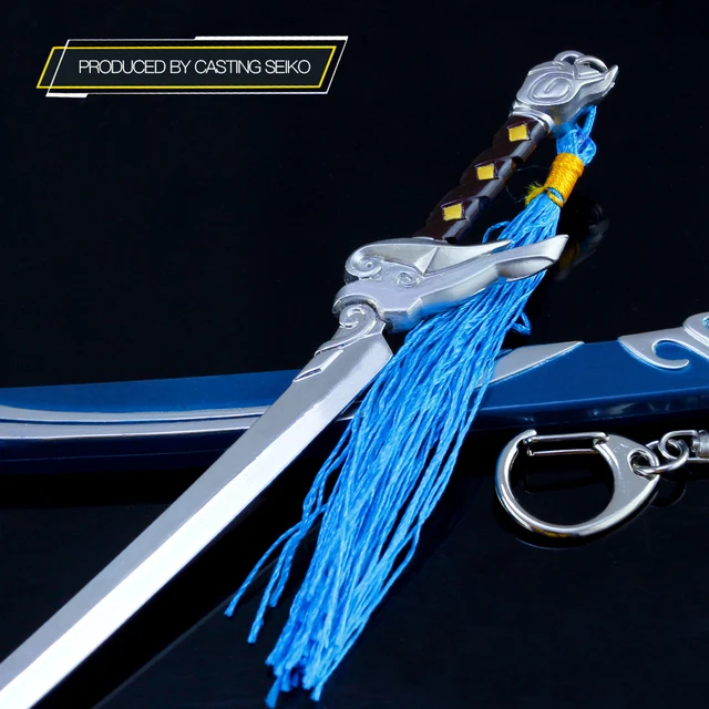 22cm Sword League of Legends Sword Yasuo Blast Swords LOL Katana Alloy Keychain Weapon Model Collection Toys for Children Gift 2