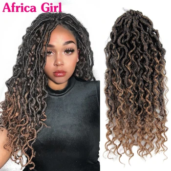 

Africa Girl Synthetic River Goddess Locs passion Twist Crochet Braiding Hair Extension Natural Ombre Brown Faux Locs With Hair