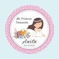 Pegatinas personalizadas para primera comunión, etiquetas de recuerdo para  Baby Shower, niño y niña, 2,5-7cm, 96 unidades