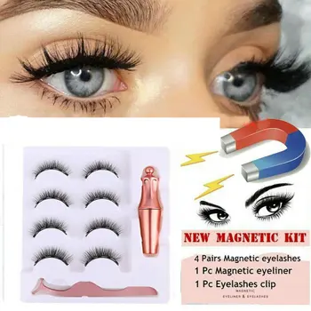 

5 magnets 4 pairs of magnetic eyelash makeup magnetic eyeliner tweezers set durable waterproof reusable false eyelash set