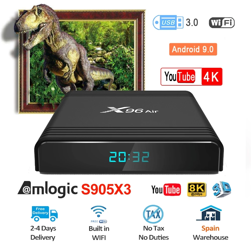 

X96 Air Android 9.0 Smart TV Box Amlogic S905X3 Set-Top Box 2.4G&5.8GHz Dual Wifi TV Boxes 8K UHD Google Play Home Media Player