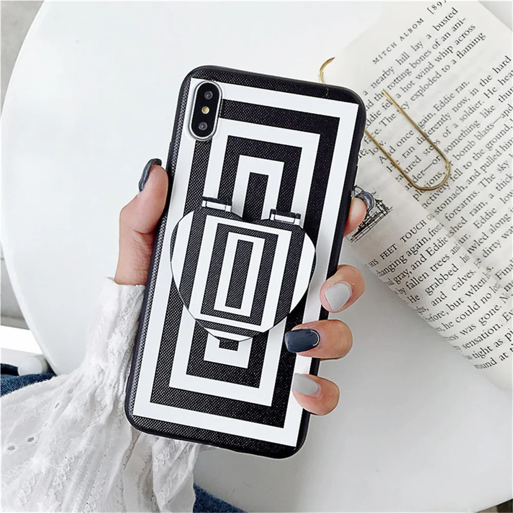 Черный и белый чехол для телефона для iPhone 11 Pro Max чехол с зеркальным кольцом для iPhone 5 5S 7 8 6 6S Plus XR XS MAX стеклянный чехол
