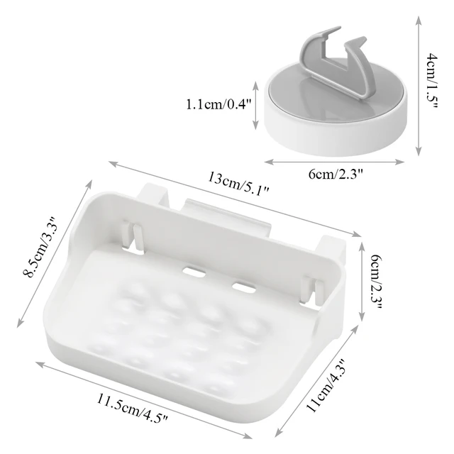 Bathroom Self Adhesive Shelf Toothbrush Rack Shower Caddy Soap Holder Wall Mounted Waterproof NO-Drilling Organizer Shelves 1 Soap Holder 1 Hook