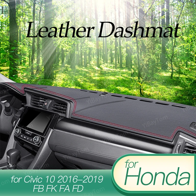 

Leather Car Dashboard Cover Dash Mat Dash Board Pad Carpet Automobile Dashmat Anti-UV for Honda Civic 10 2016-2019 FB FK FA FD