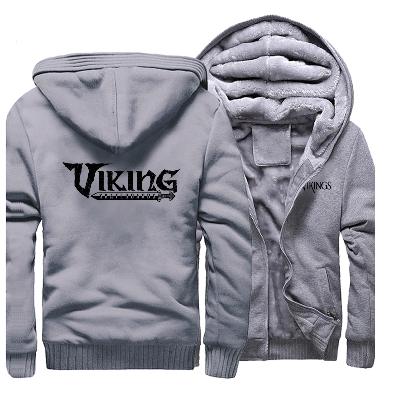 Зимняя плотная мужская куртка с рисунком викингов, Мужская одежда, повседневная мотоциклетная уличная одежда, толстовки для мужчин, новые брендовые Утепленные Пальто - Цвет: Gray 1