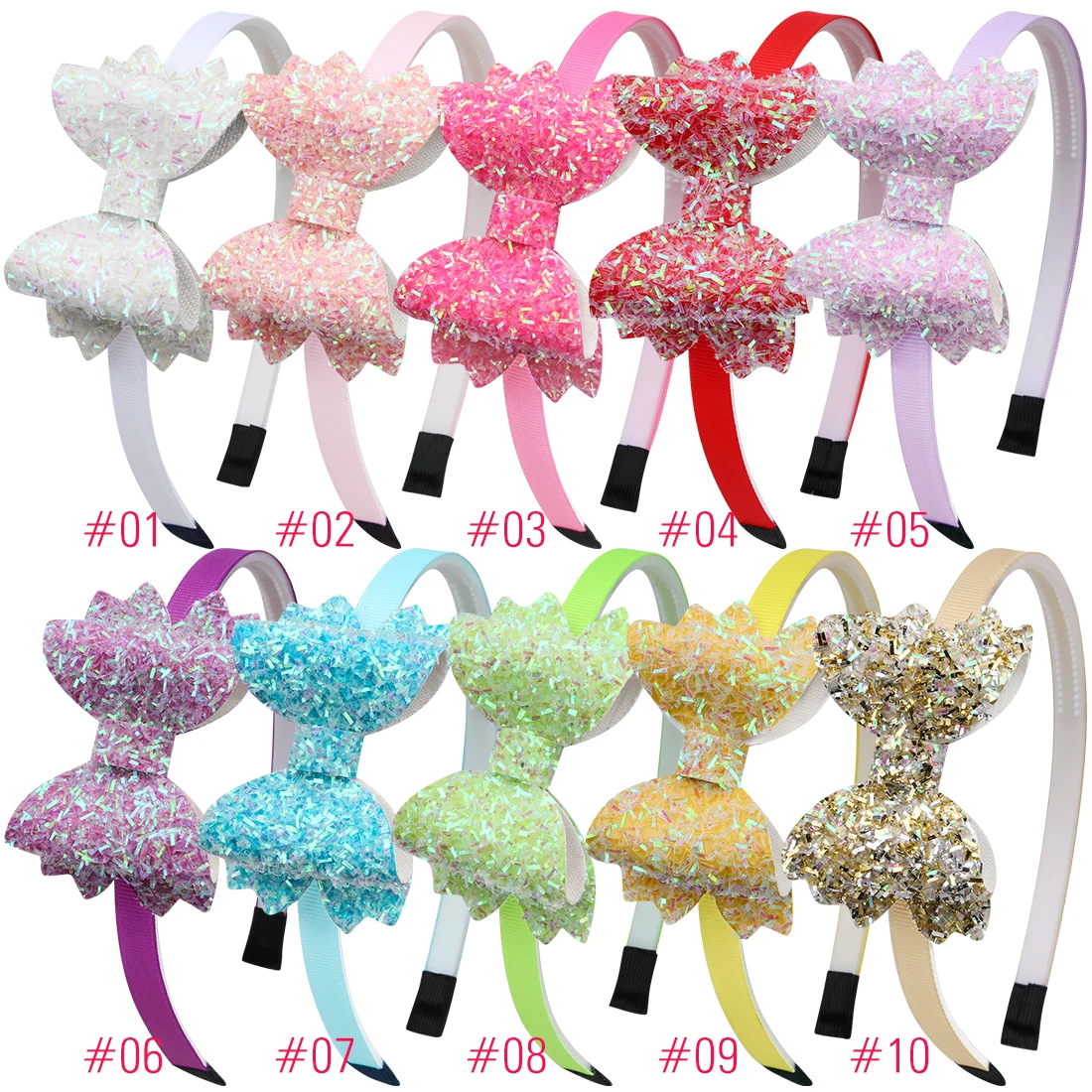 10pcs mix XIMA 10 шт./лот 3 дюйма блестящие волосы банты зубы пластик лента для волос прекрасные ободки для девочек вечерние повязки для волос аксессуары для волос - Цвет: 10pcs mix