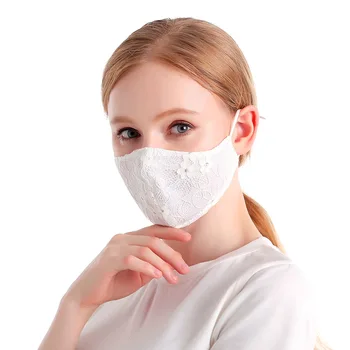 

wholesale Lace Jewellery Fashion Diamond Face Mask Female Outdoor Sunshade Face Breathable Washable Party Mouth Masks for women