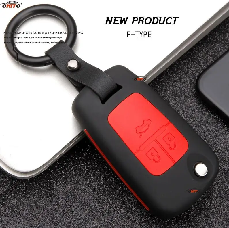 F Type Black red 3 кнопки защищенный Автомобильный ключ чехол для ключа сумка для ключей углеродный+ резиновый АВТО Аксессуар подходит для Chevrolet Volt Malibu Equinox Cruze - Название цвета: F Type Black red