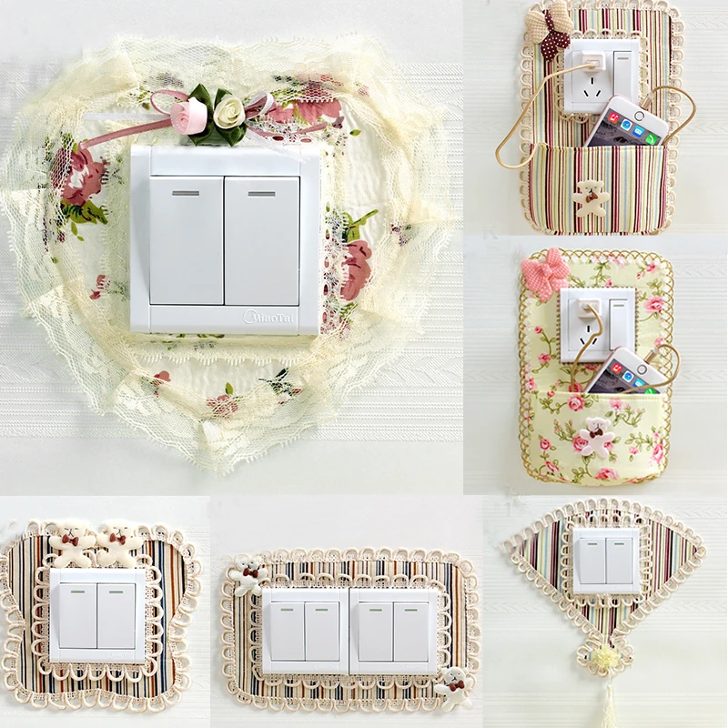 

Switch Protective Cover Modern Simplicity Fabric Lace Switch Wall Stickers Home Creative Light Socket Decoration Switch Sticker