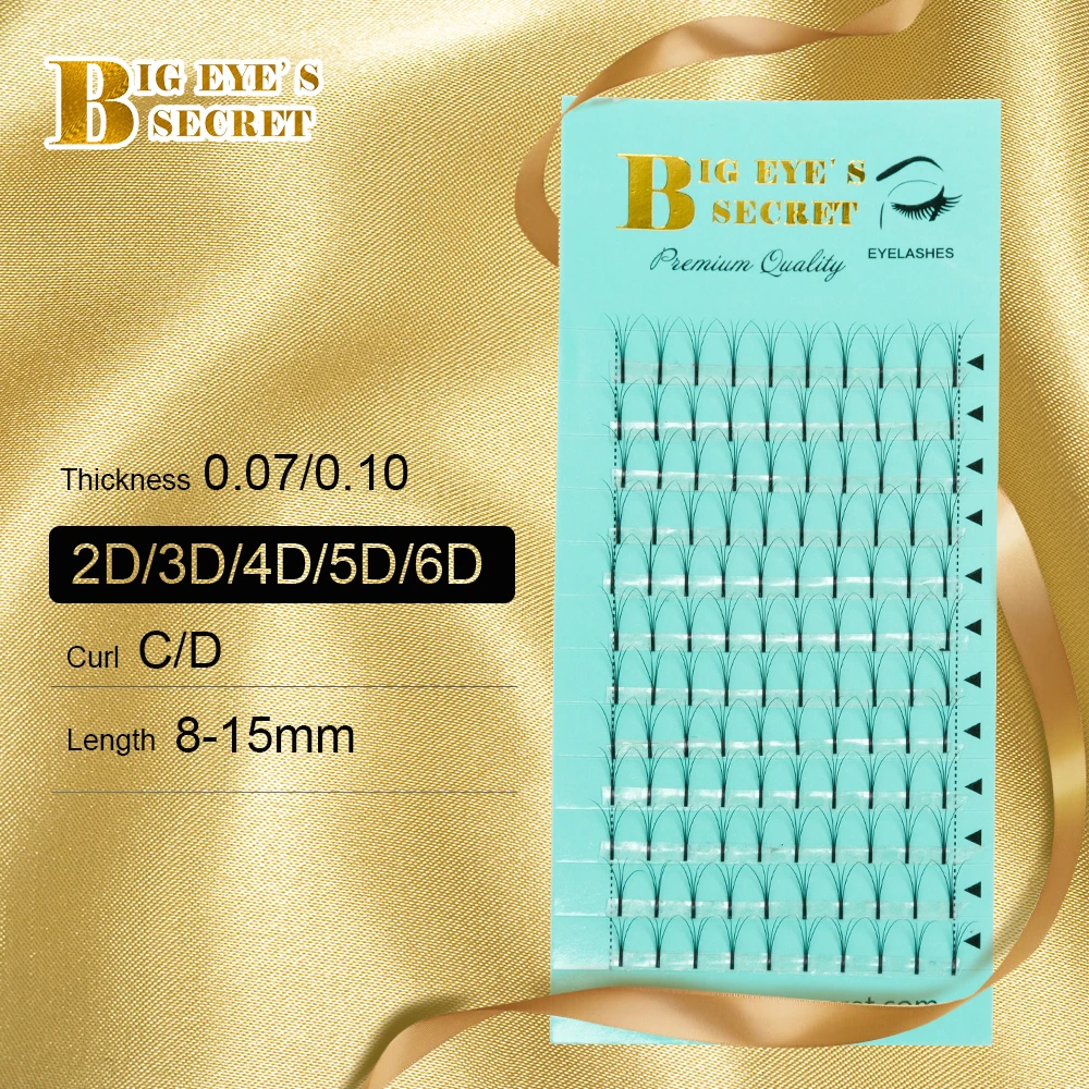 

BES Premade Fans Long Stem Russian Volume Lash Extension Long Stem 8-15mm 0.07/0.10/0.15mm Mink Eyelashes Extension Premade Fans