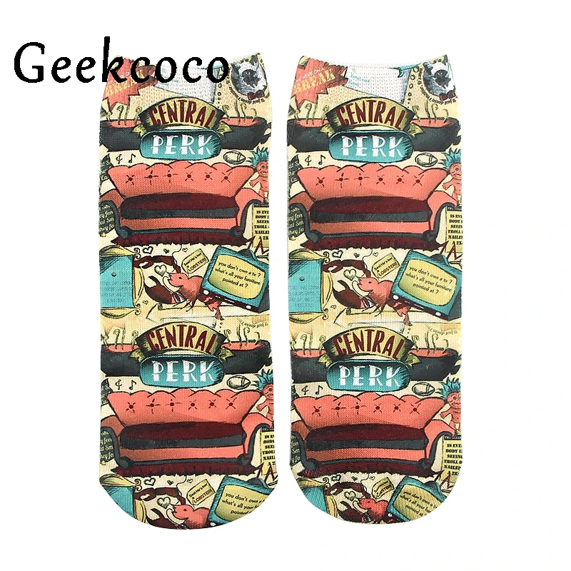 Friends tv show Fashion cartoon unisex Casual Non Slip Breathable Comfortable short Tube couple Socks J0879